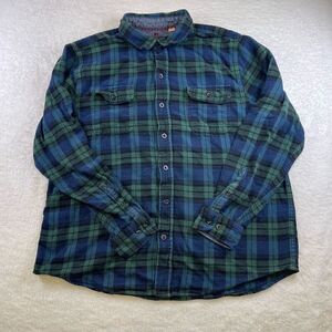 Woolrich Shirt Mens XL Button Plaid Flannel Long Sleeve Blue Green Cotton Extra